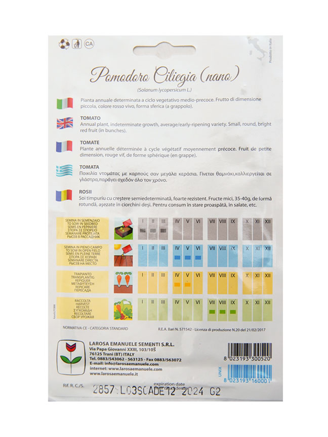 Tomato Pomodoro (nano) 'Seeds Fruits and Vegetables
