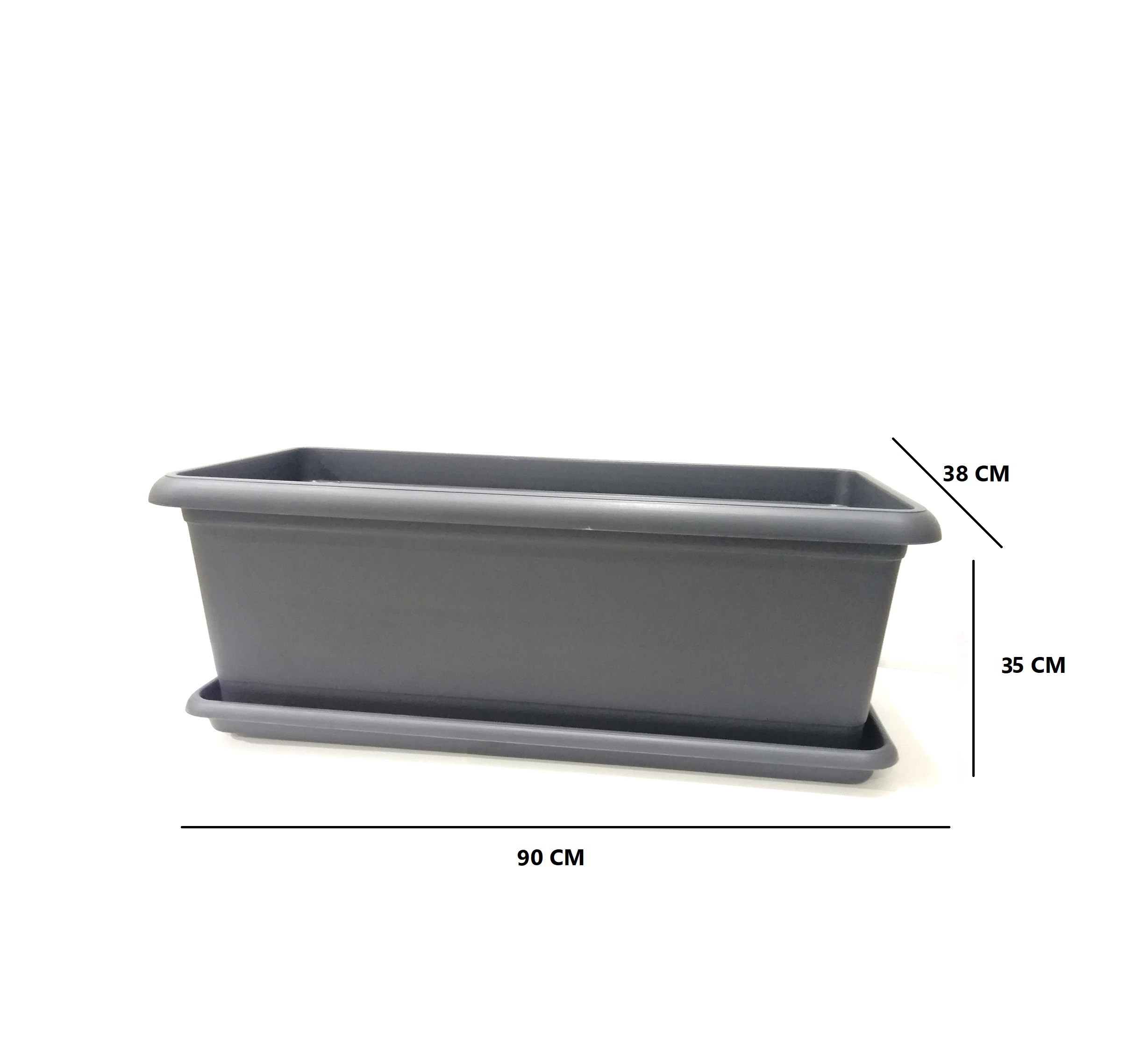 Rectangle Black Pot 40*90 'Pots & Vases Plastic Pots