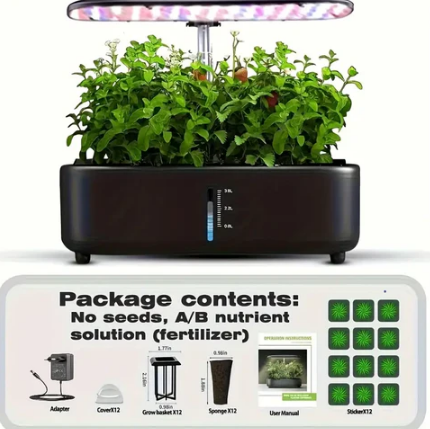 Hydroponic Indoor Growing System | 12-Pod Herb Garden Kit With LED Grow Light & Water Pump 'Hydroponic System Hydroponic System
