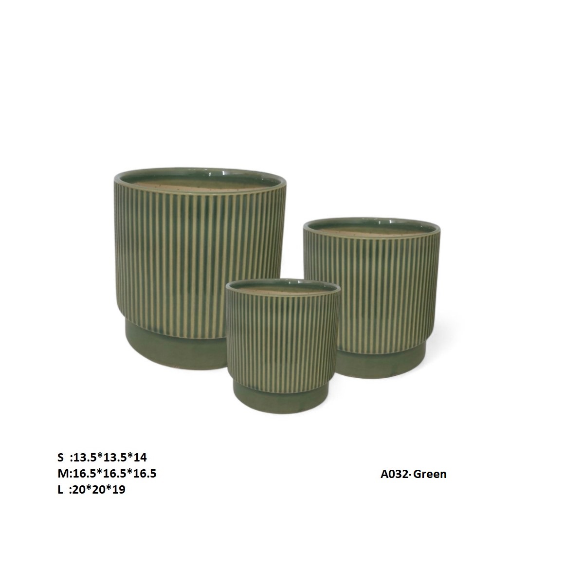 Ceramic Pot -A032-Green-16 Cm 'Pots & Vases Ceramic